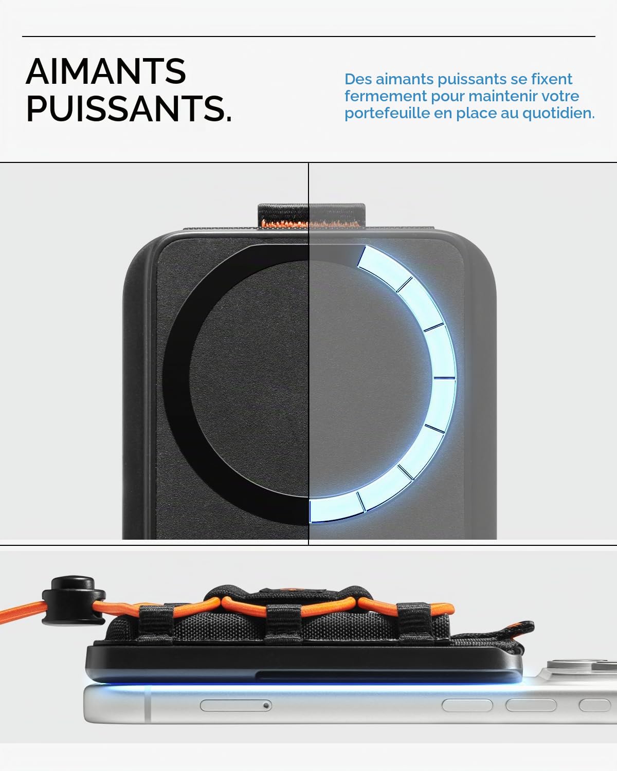 Spigen TieFit MagFit Porte-Cartes magnétique 2-3 Cartes, Support Multifonction Compatible avec Les séries iPhone 17/16/15 MagSafe, Pixel Snap – Noir
