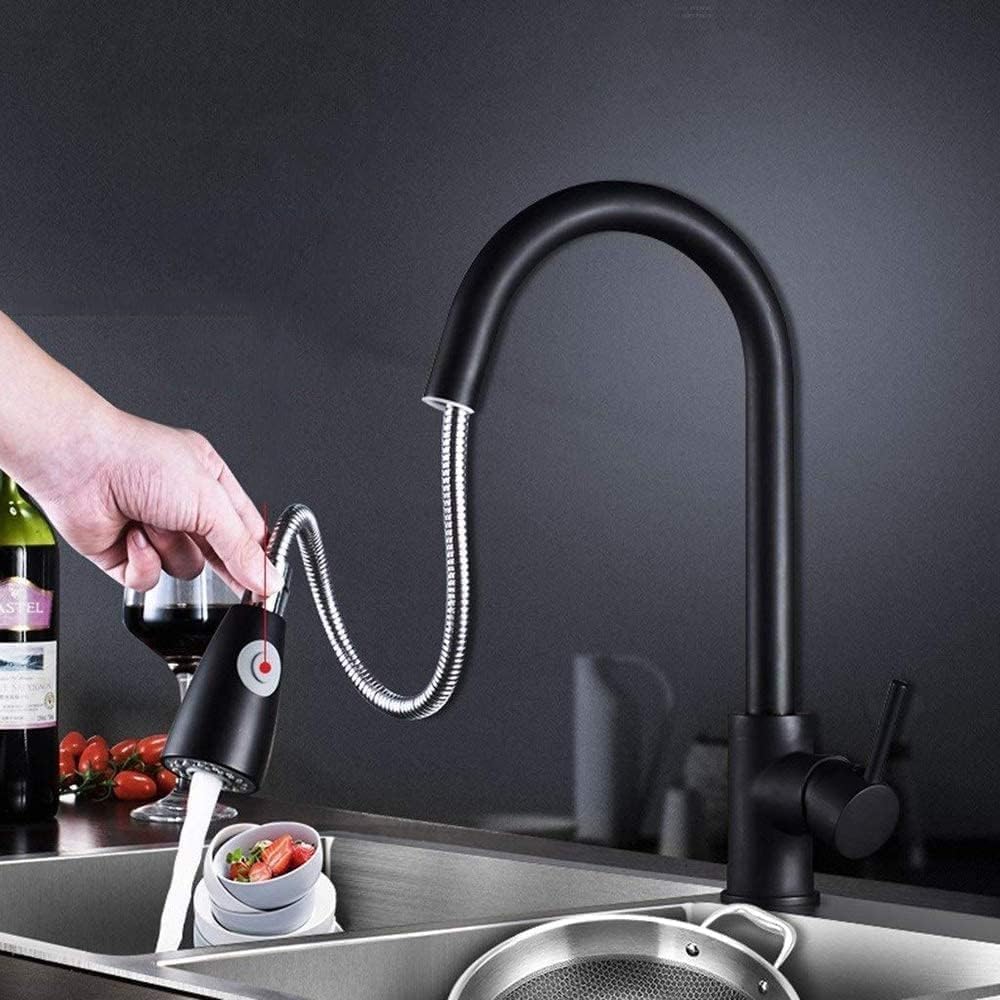 Kitchen Faucets, Kitchen Faucet with Pull Down Sprayer, High Arc Single Handle Stainless Steel Sink Faucets, Classic Kitchen Sink Faucets for Farmhouse Camper Laundry Rv Bar (Matte Black)