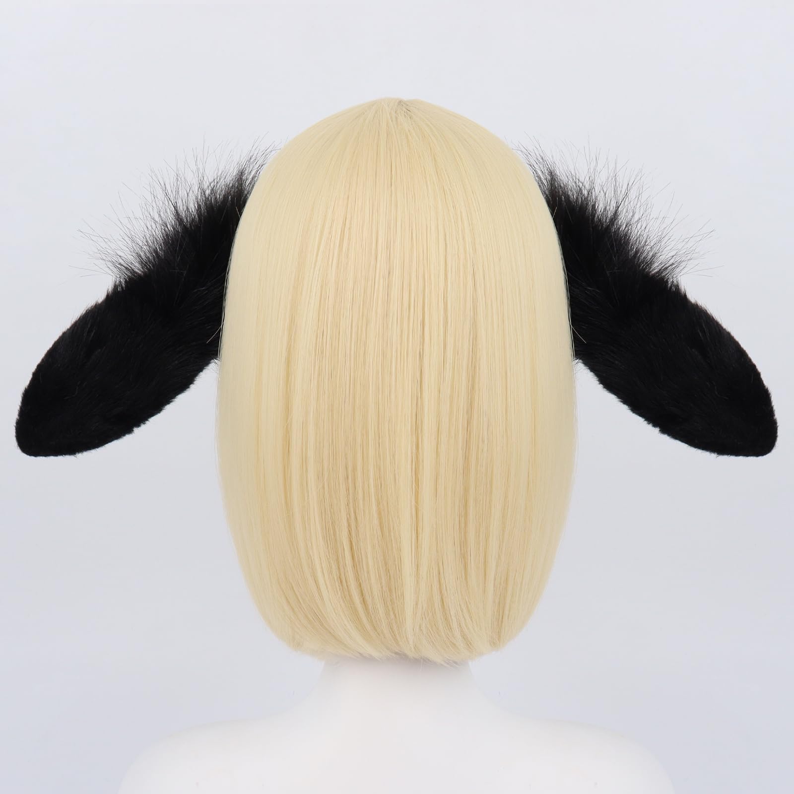 Cerchietto realistico con orecchie da coniglio, in peluche, per carnevale, Natale, cosplay, bianco e