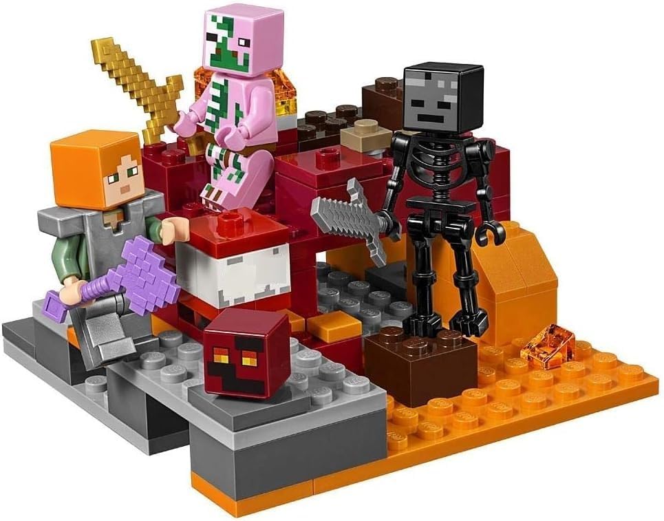 Image of LIL RANGO The Nether Fight 21139 Building Kit Pieces for Boys & Girls Age 6+ Minecraft Style Block Toy (96)