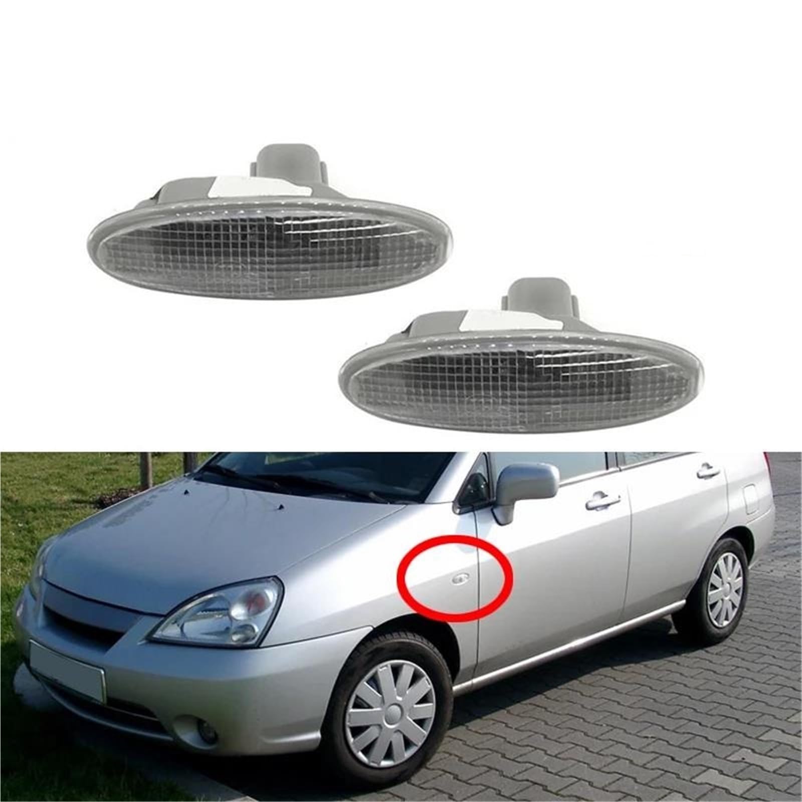 Generico Indicatori Direzione Per Suzuki Per Liana Aerio, Luce Di Direzione Anteriore Per Auto, Luce Di Posizione Laterale, Lampada Di Segnalazione Con Lampadina. Indicatore Laterale(2 pezzi)