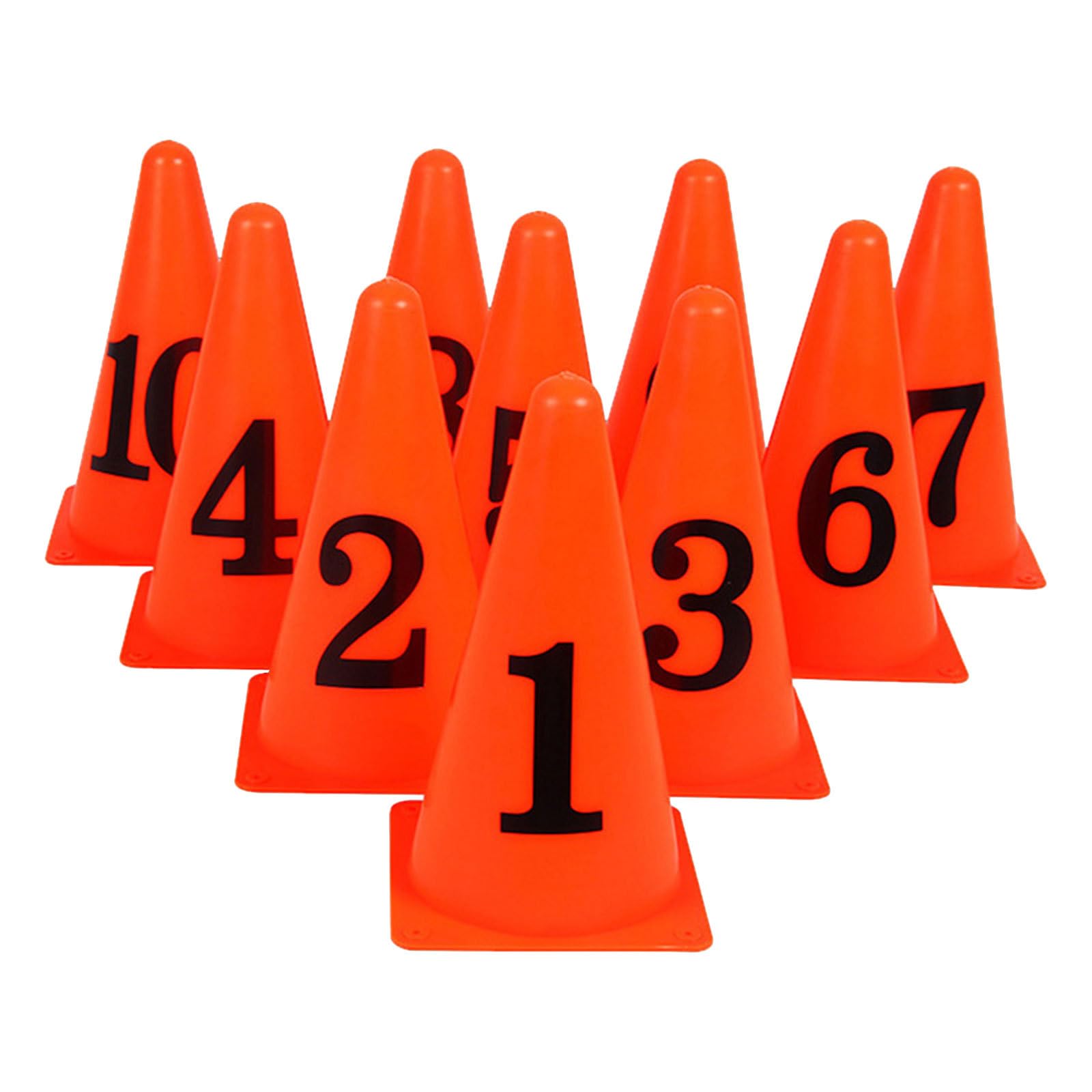 Cônes de Signalisation Lot de 10 Orange pour Entraînement de Football en PE Design Lumineux et Sécurisé pour Entraînements Sportifs en Extérieur