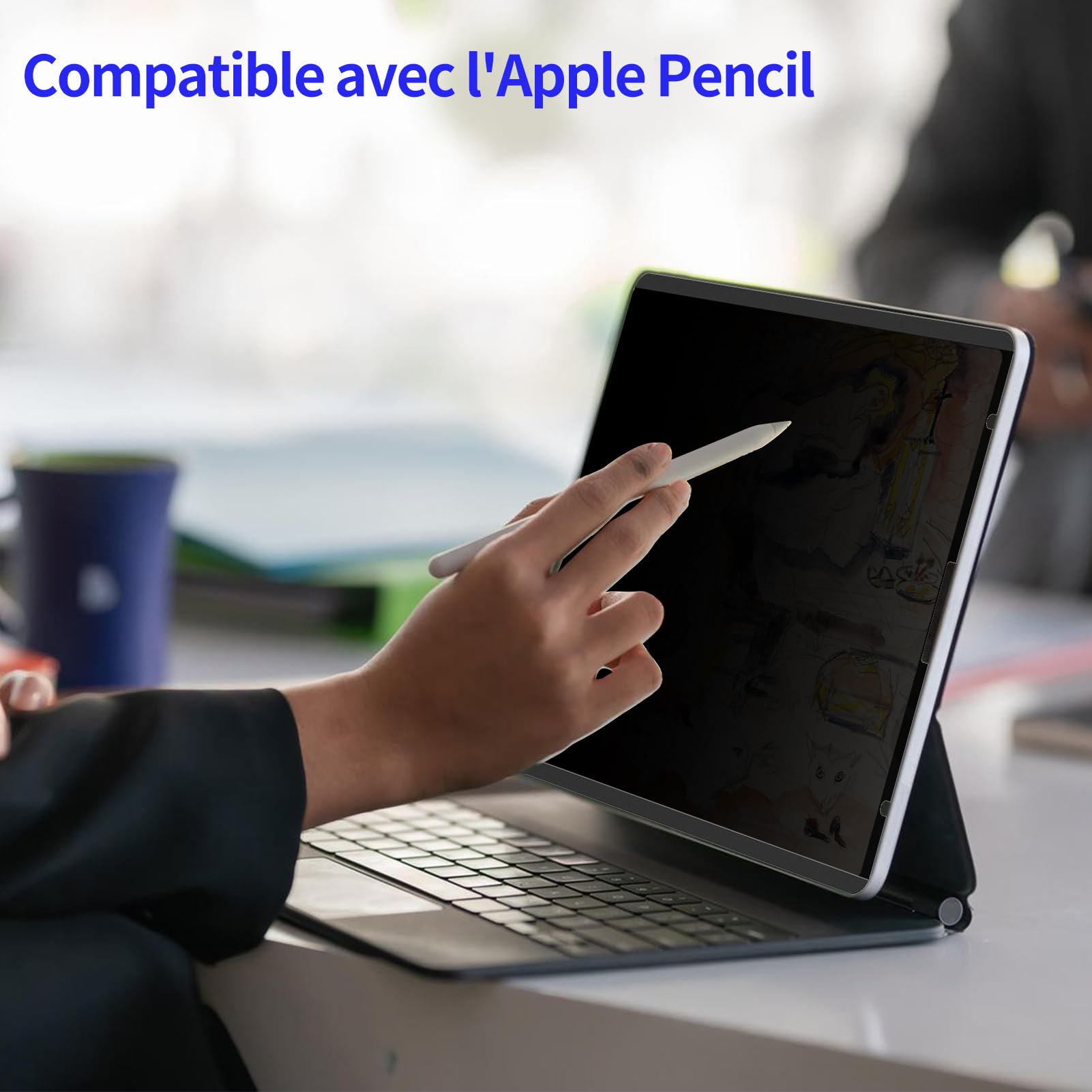 Mamol Magnetischer Displayschutz für iPad Pro 12,9 Zoll, Anti-Spy/Anti-Spy-Bildschirmschutzfolie für iPad 6. 5. 4. 3. Generation (2022/2021/2020/2018)