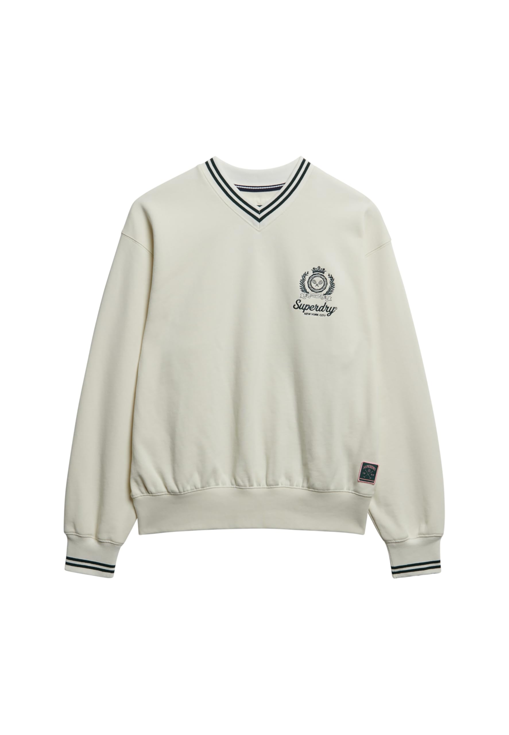 Superdry Country Club damska bluza z dekoltem w serek, biała wełna 42