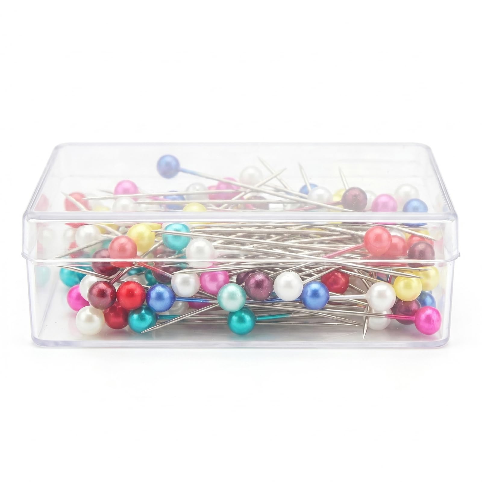 Smooth Tip Sewing Pins No Snag Dressmaking Pins, 100 Pcs 38mm Straight Quilting Pins with Coloured Pearl Heads, Bend-Resistant Stainless Steel Dress makers Pins with Storage Case