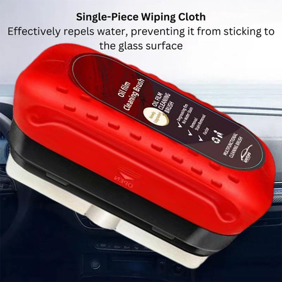 Automotive Oil Film Cleaning Brush, Glass Cleaning Board, 2025 Upgraded Windshield Oil Film Remover for Car Windows Improves Clarity and Visibility (3, Red)