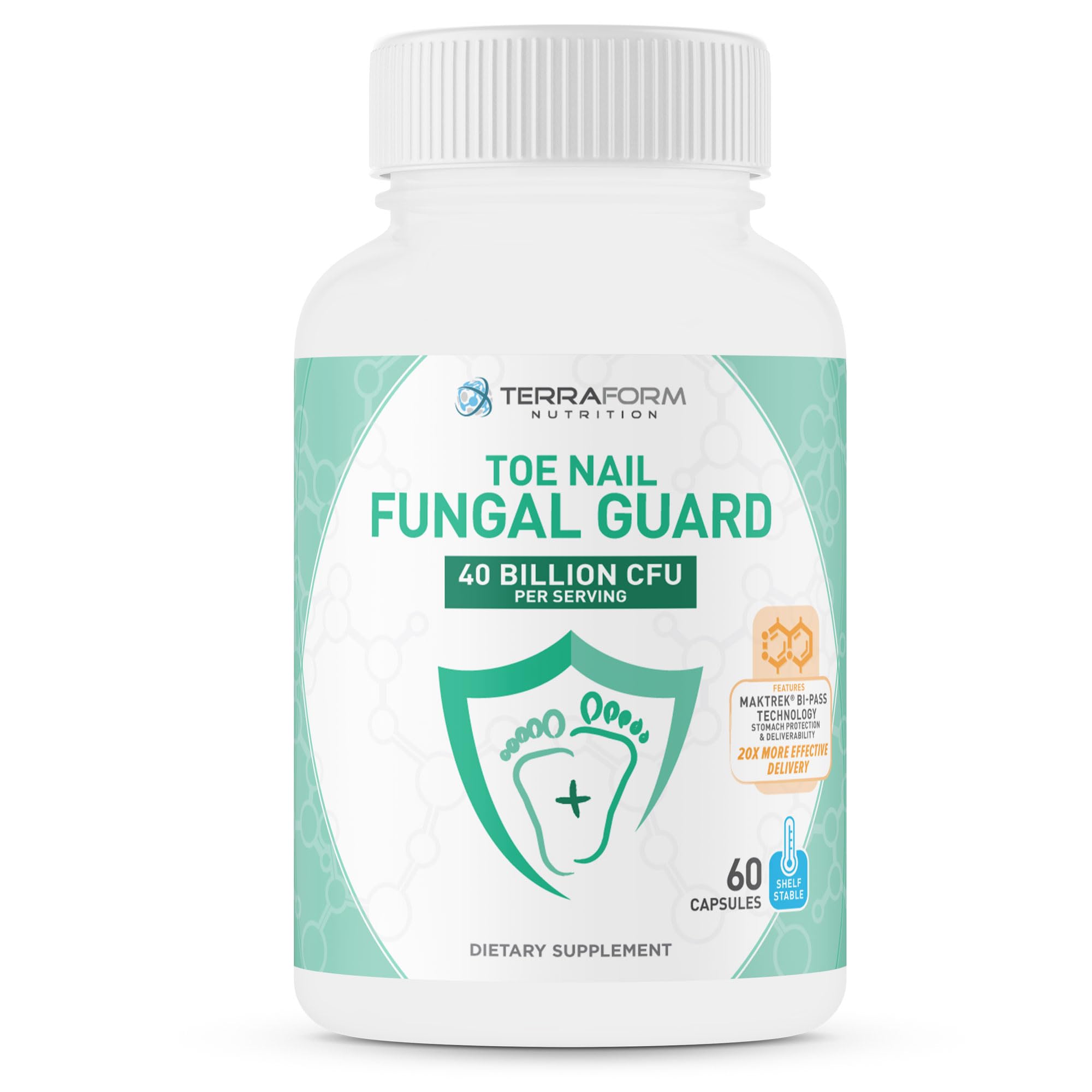 TerraForm Nutrition Toenail Fungal Guard - Probiotic Fungus Inhibitor - 60 Capsules