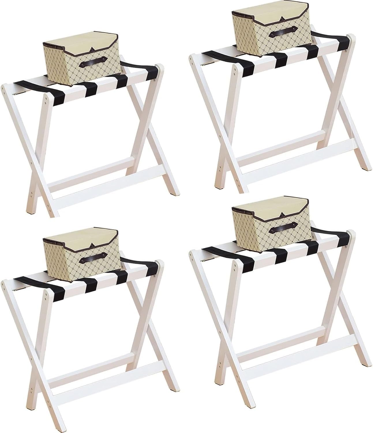 MSHGSKU Luggage rack Luggage Stands for Suitcases Foldable - Suitcase Stand, Suitcase Stand with Nylon Straps Luggage Storage Rack(White,4pcs)