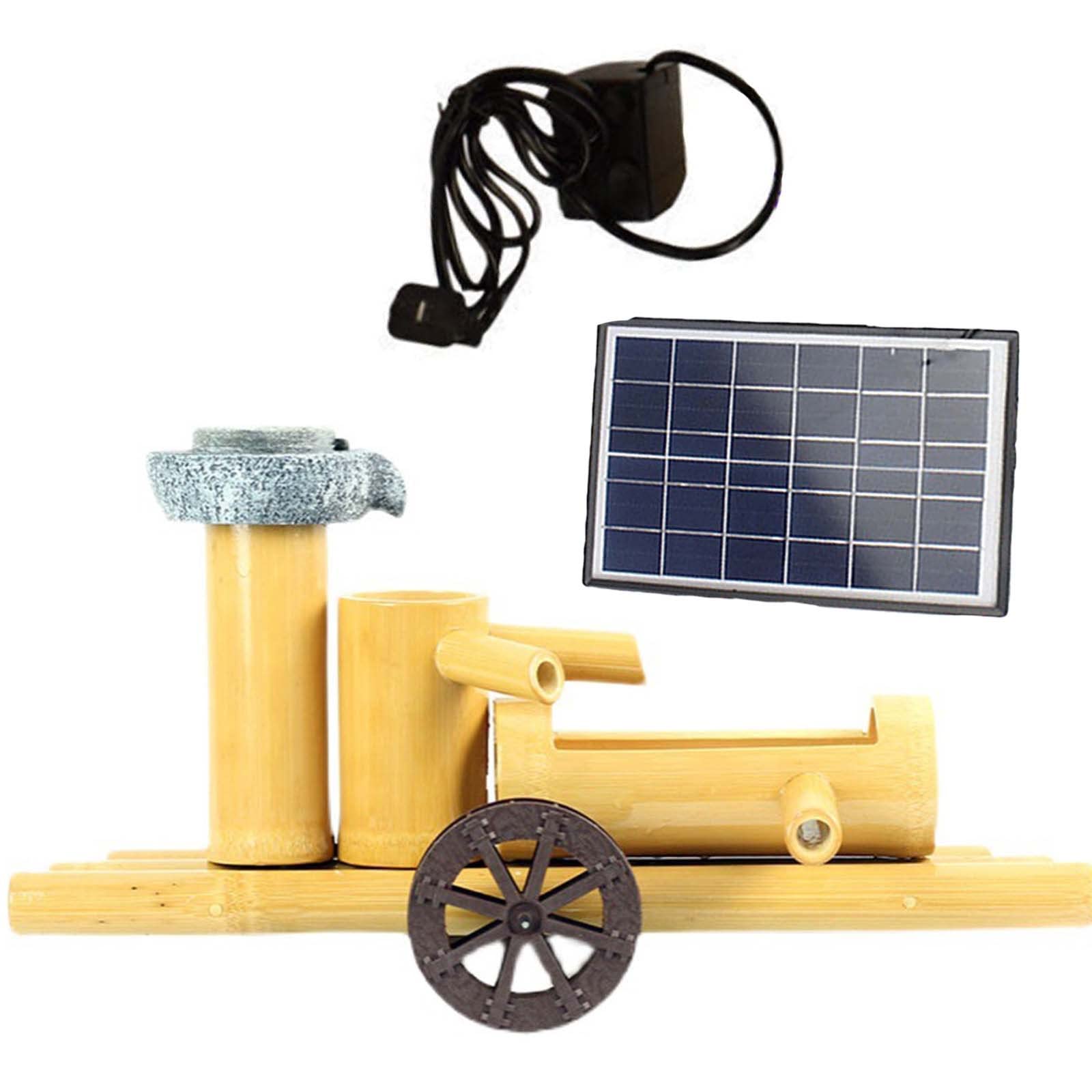 asdchZen Solar Water Fountain Bamboo,Bamboo Fountain Kit,With Pump,Indoor And Outdoor Flowing Water Decorative Ornaments Solar Water Features For The Garden Outdoor,50Cm