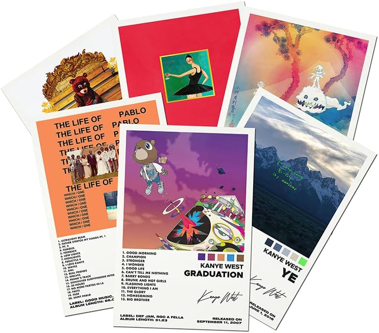 Miniatura 3 de Un juego de 6 pósteres de lona, póster de Kanye de graduación del oeste, póster de Ye Poster The Life Of Pablo, póster de The College Dropout Poster