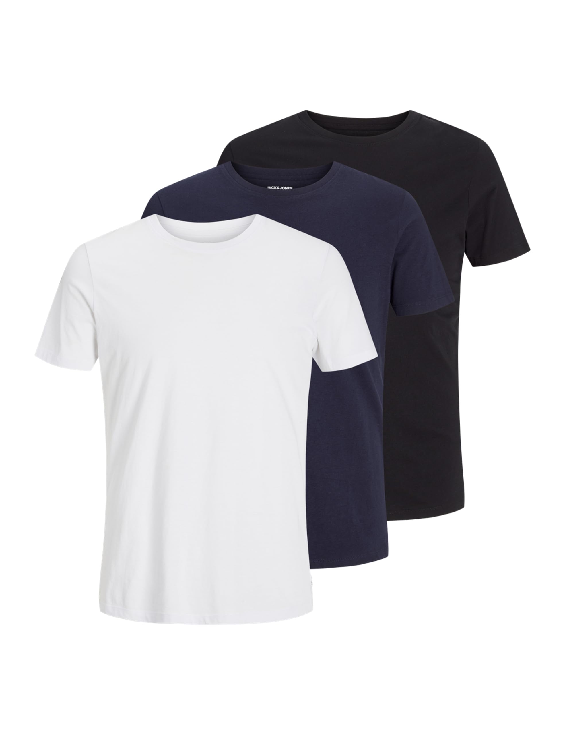 JACK & JONES Mens 3-pack Organic T-Shirt (pack of 3) S Black/Navy/White