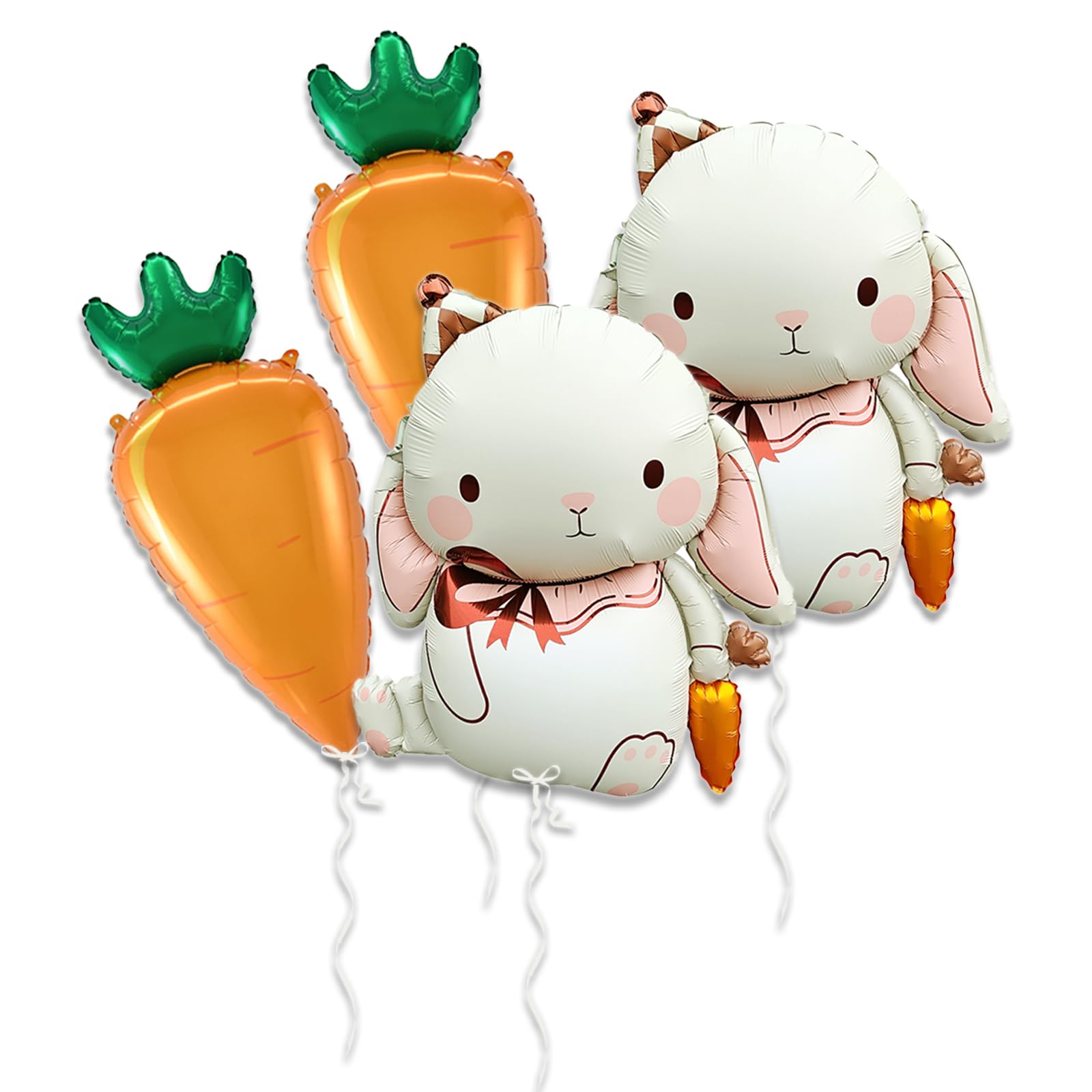 4Pcs Helium Matte Bunny and Carrot Foil Balloon Set Safari Theme Happy Easter Happy Birthday Baby Shower Jungle Animal Themed Halloween Christmas Eid festival Gender Reveal Party Decorations