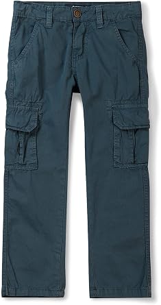 Boys Cargo Pants,Adjustable Waist Multi Pocket Casual Outdoor Camping Slacks Pants 1 Blue 130CM-6 Years