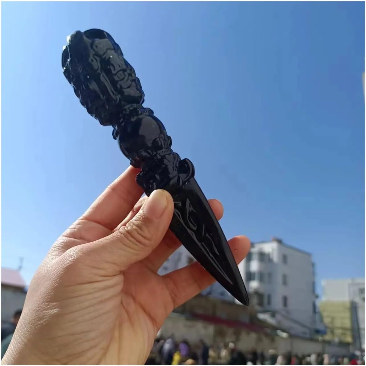 1pcs 7-8cm Obsidian Jin Gang Pestle Quartz Crystal Wand
