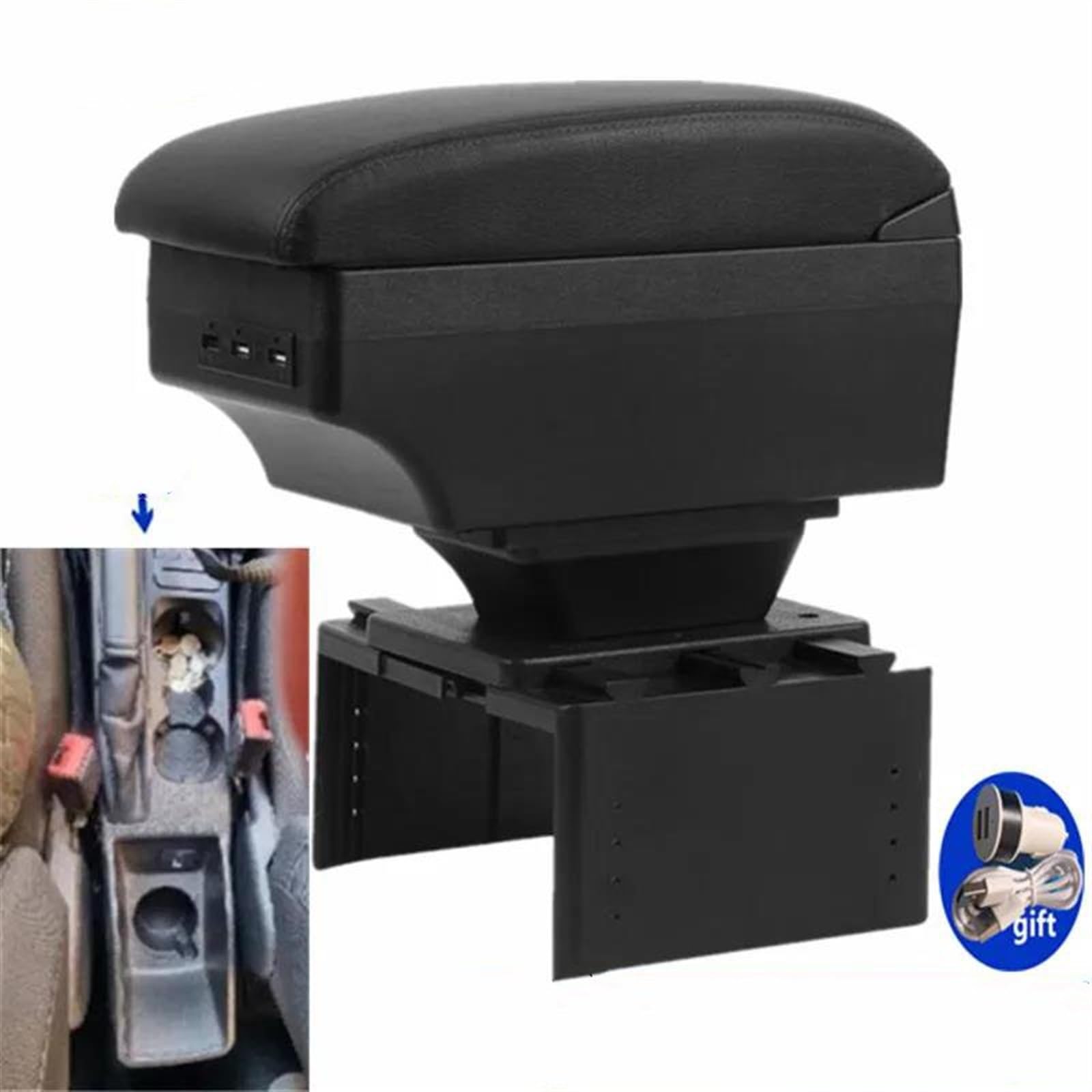 Accessori Interni Per Auto Scatola Portaoggetti Console Centrale Multifunzionale Per Bracciolo Per Fiesta MK8 Consolle centrale(A1 white line)