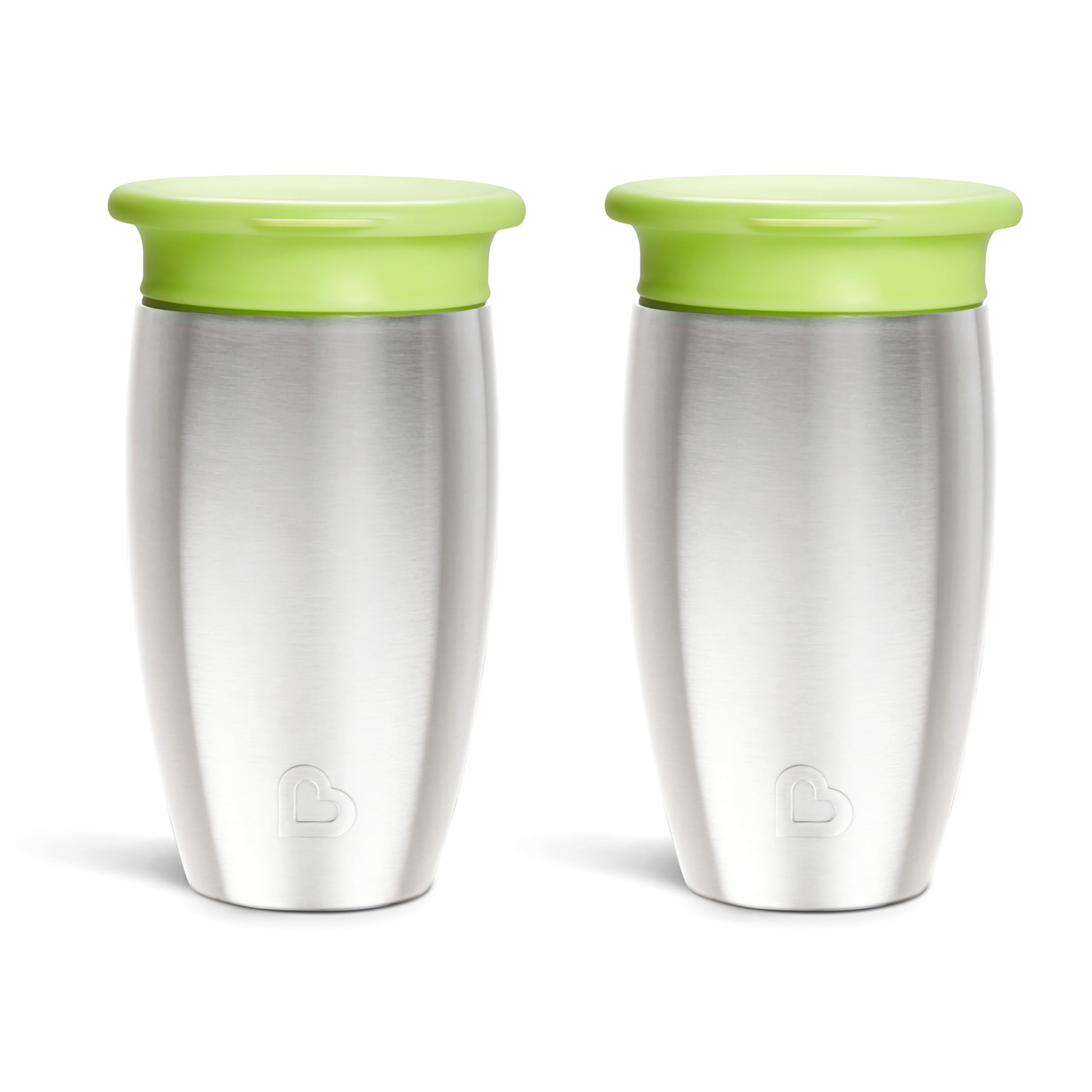 Munchkin® Miracle® 360 Toddler Sippy Cup with Lid, Spill Proof, 10 Ounce, Stainless Steel, 2 Pack, Green