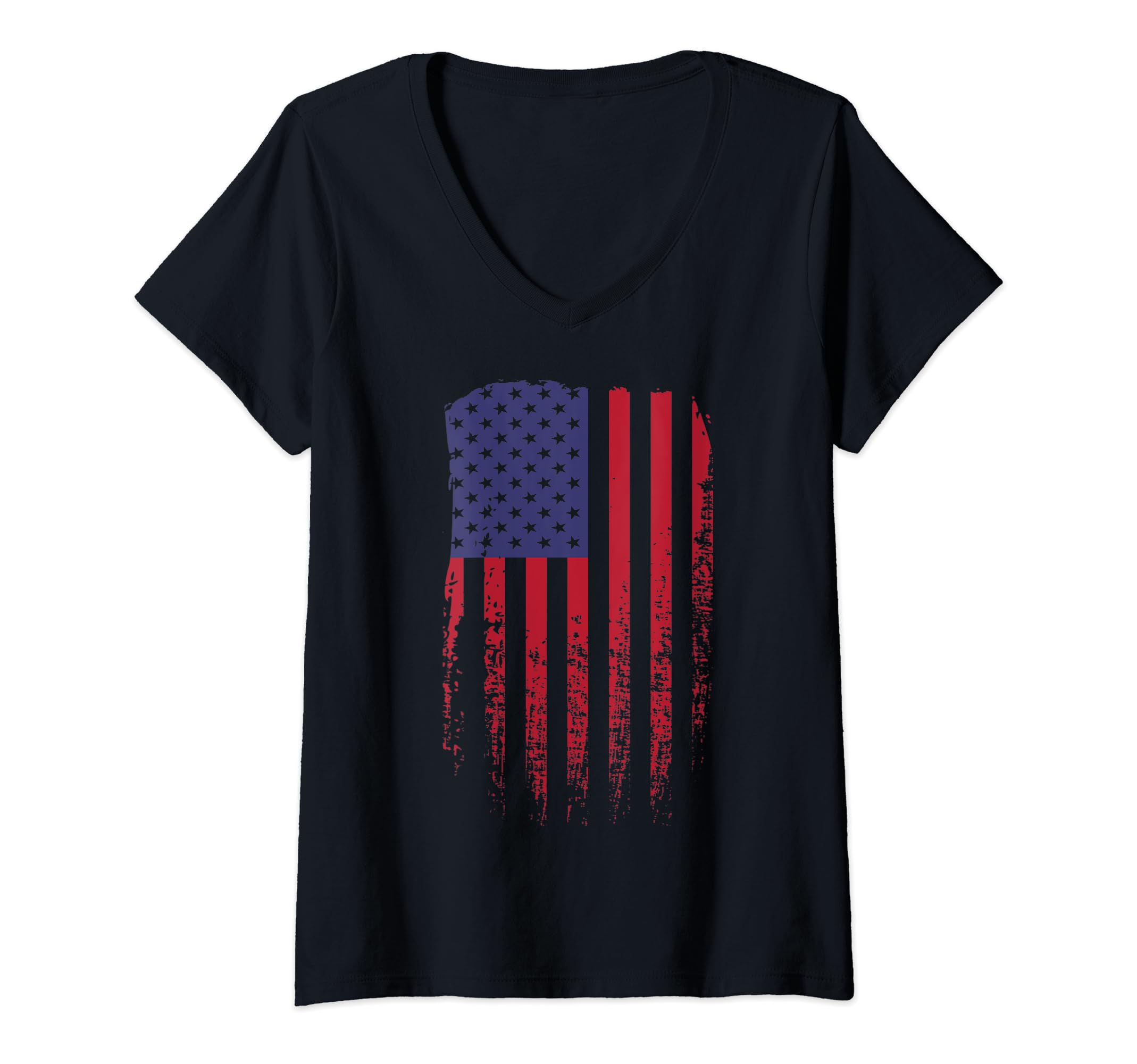 USA FLAG UNITED STATES BANNER STARS AND STRIPES DISTRESSED V-Neck T-Shirt