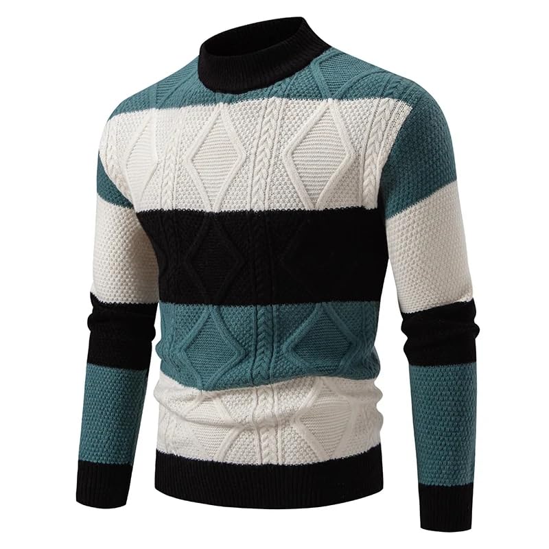 Patchwork Knitted Sweater Men Autumn Winter Long Sleeve Knit Pullovers Mens Casual Sweater4