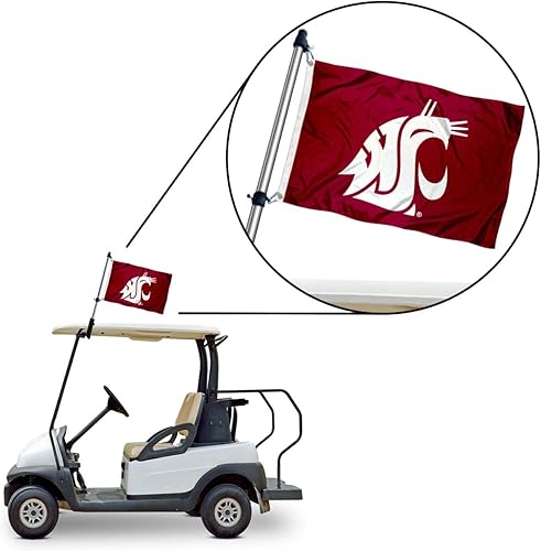 Miniatura 2 de College Flags & Banners Co. WSU Cougars - Juego de soporte para bandera y poste de bandera para carrito de golf
