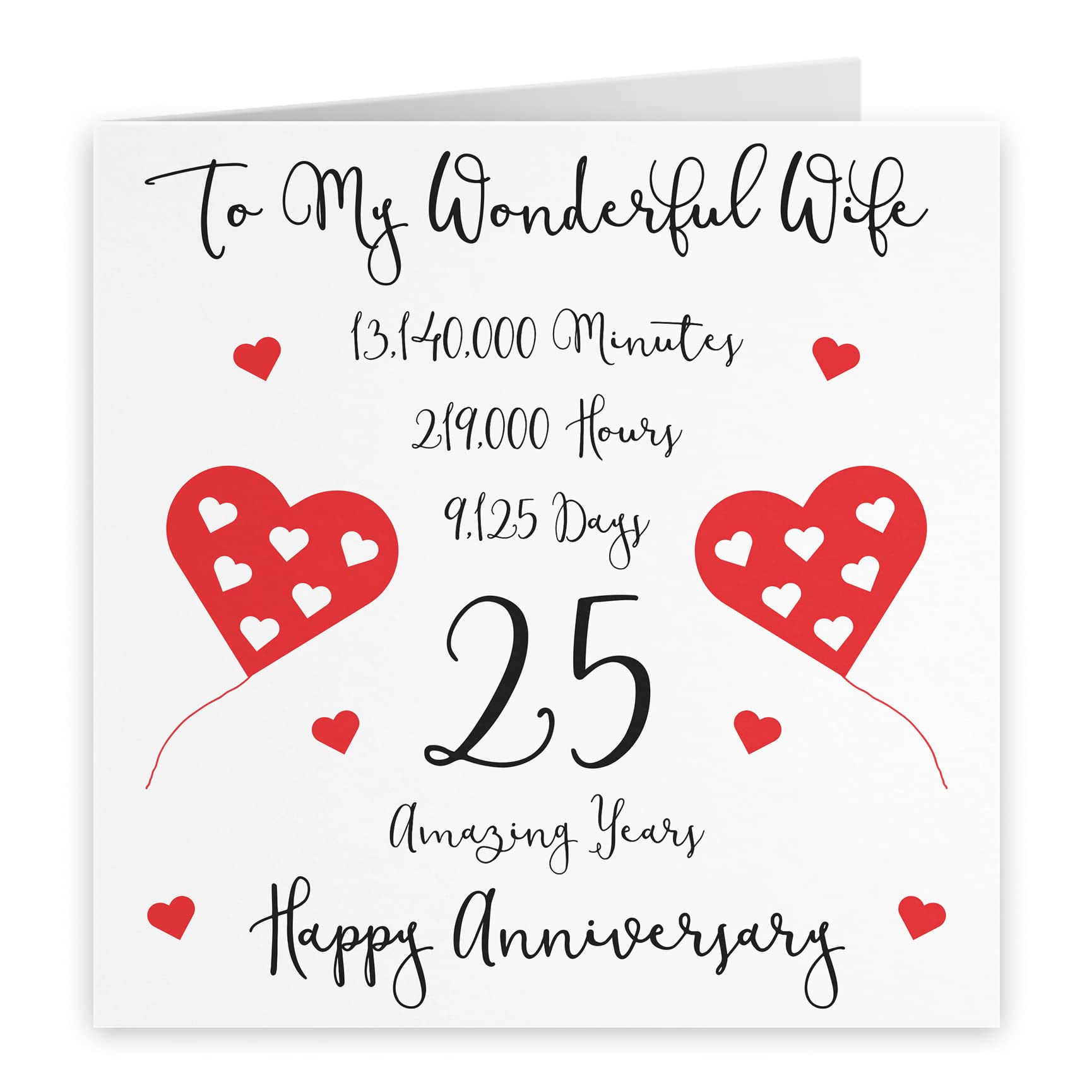 Hunts England, Romantic Wife 25th Wedding Anniversary Card, To My Wonderful Wife, 25 Amazing Years, Timeless Collection - Image 2