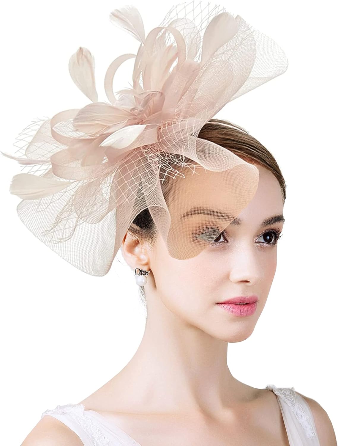 Sinamay Fascinator Hat Floral Feather Pillbox Derby Hats for Women Wedding Tea Party with Headband Clip - Image 2