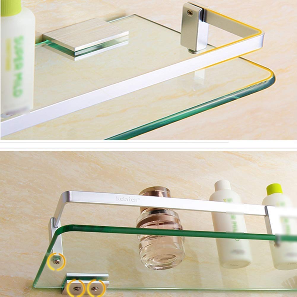 Scaffali da bagno squisiti Scaffali da bagno, Scaffale da bagno Angolo doccia, Scaffale rettangolare a parete trasparente Scaffale in vetro impermeabile 7 dimensioni Bagno, Lunghezza 30 cm, Lunghezza