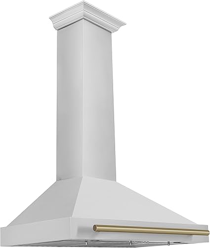 Miniatura 1 de ZLINE - Campana extractora de acero inoxidable con carcasa de acero inoxidable y detalles de bronce champán (KB4STZ-36-CB)