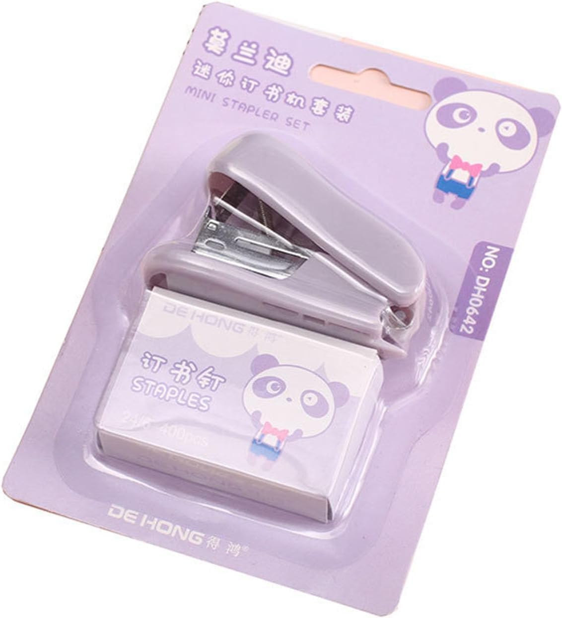 1 Set Purple Mini Stapler with 400 Standard Staples Cute Stapler Includes Built-in Staple Remover Morandi Color Set for Learning Home Office Gift, Manual, Desktop Staplers