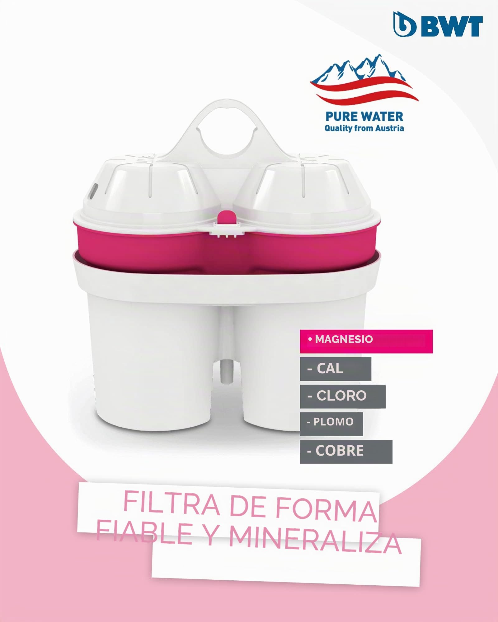 BWT Magnesium Mineralizer - Pack de filtros de jarra de agua que mineralizan el agua con magnesio (Paquete de 2)