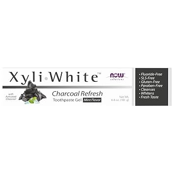 NOW Solutions, Xyliwhite™ Toothpaste Gel, Charcoal Refresh With Activated Charcoal, Cleanses and Whitens, Fresh Taste, 6.4-Ounce
