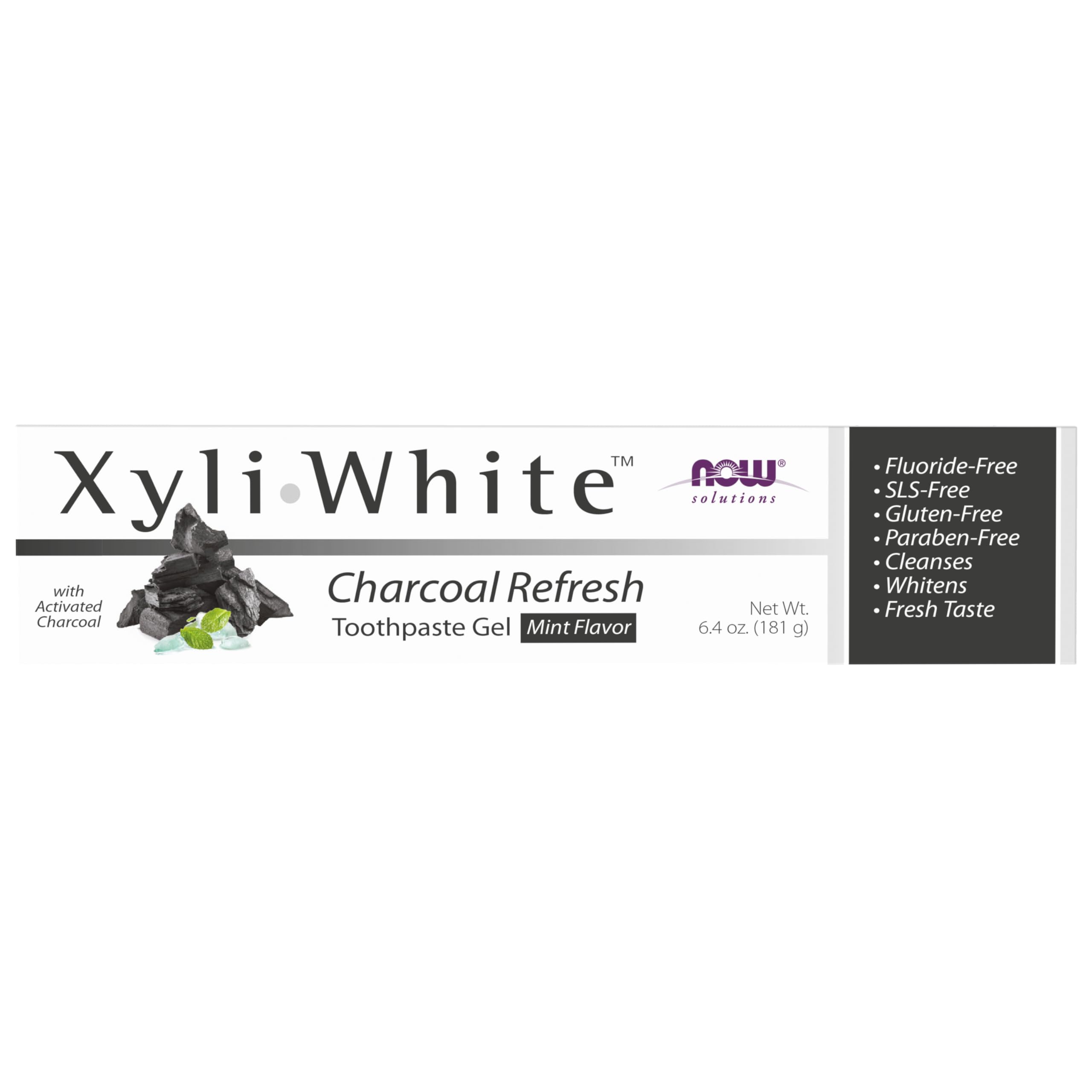 NOW Solutions, Xyliwhite™ Toothpaste Gel, Charcoal Refresh With Activated Charcoal, Cleanses and Whitens, Fresh Taste, 6.4-Ounce