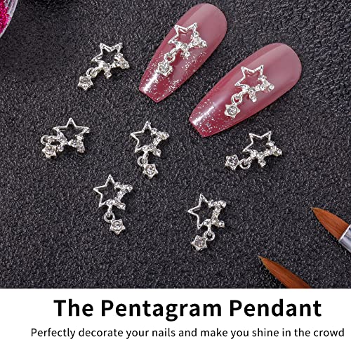 Giantree 20Pcs Star Nail Charms, 3D Alloy Rhinestones Nails Art Charms Bling Crystals Nail Gems For Diy Manicure Decoration Nail Accessories Women Nail Supplies (Silver) #TOP5