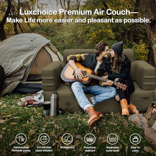 Luxchoice Inflatable Couch Multifunctional Durable Inflatable Sofa with Built in Pump Inflatable Furniture Portable Blow Up Couch for Camping Backyard Outdoor Glamping Inflatable Chair Movie Loveseat - Thumbnail 3