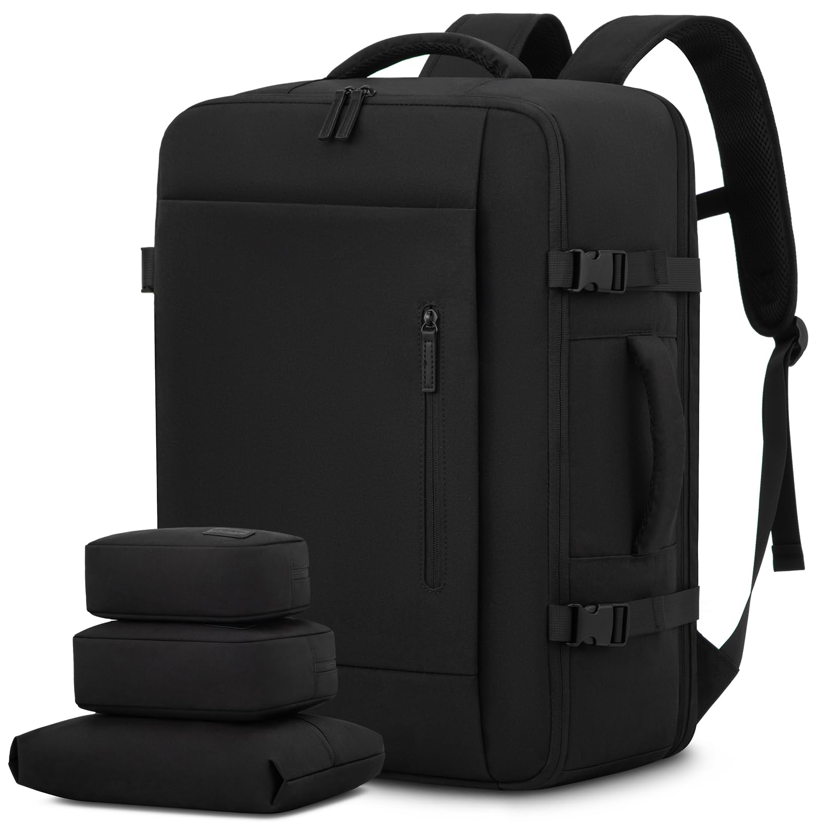 LOVEVOOK Zaino da Viaggio Aereo Bagaglio a Mano 45L Grande Borsa da Cabina per Voli Impermeabile Antifurto Zaino Viaggio Uomo Donna 18 Pollici Zaino Porta PC per Scuola Lavoro Trekking, Nero