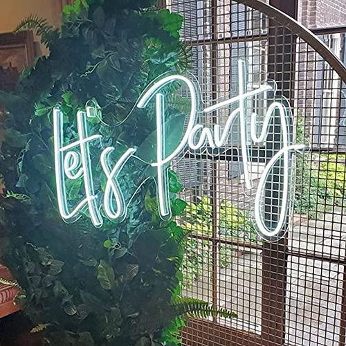 Image of Ulalaza LED Neon Sign Night Light for Wall Party Decor Bedroom Room Bar Wedding Home Birthday Art Decoration Christmas with USB Chain Light modulator 5v (lets party blue)