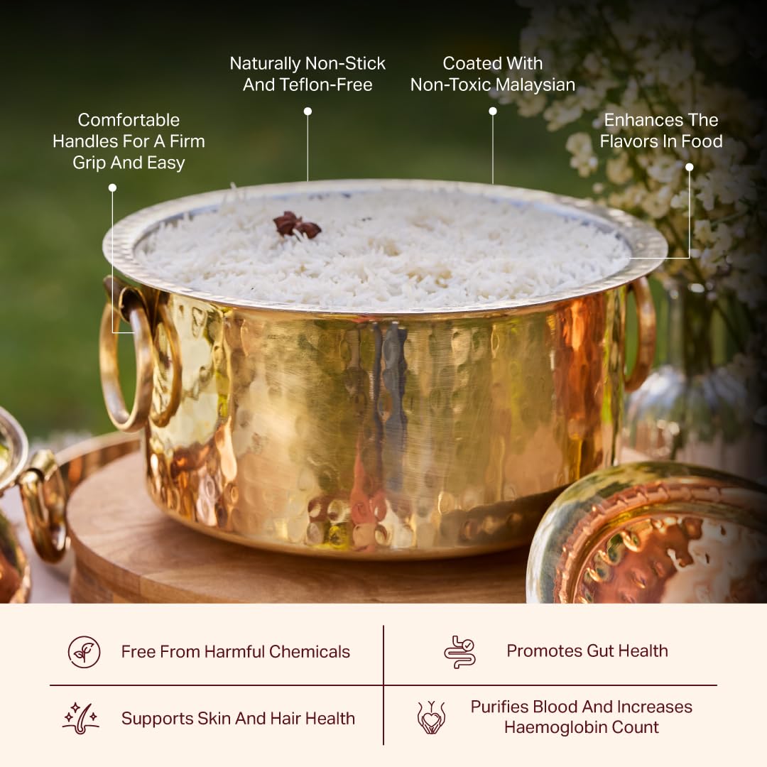 Brass Patila - 1L Cooking Pot | Pure Brass Handi -2 Brass Patila - 1L Cooking Pot | Pure Brass Handi -2