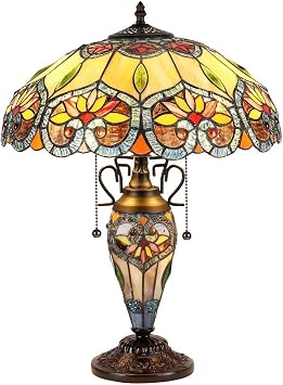 Chloe Lighting CH35502BF16-DT3 Crystorama Tiffany-Style Table Lamp with Shade, 16.3" x 16.3" x 22.4"