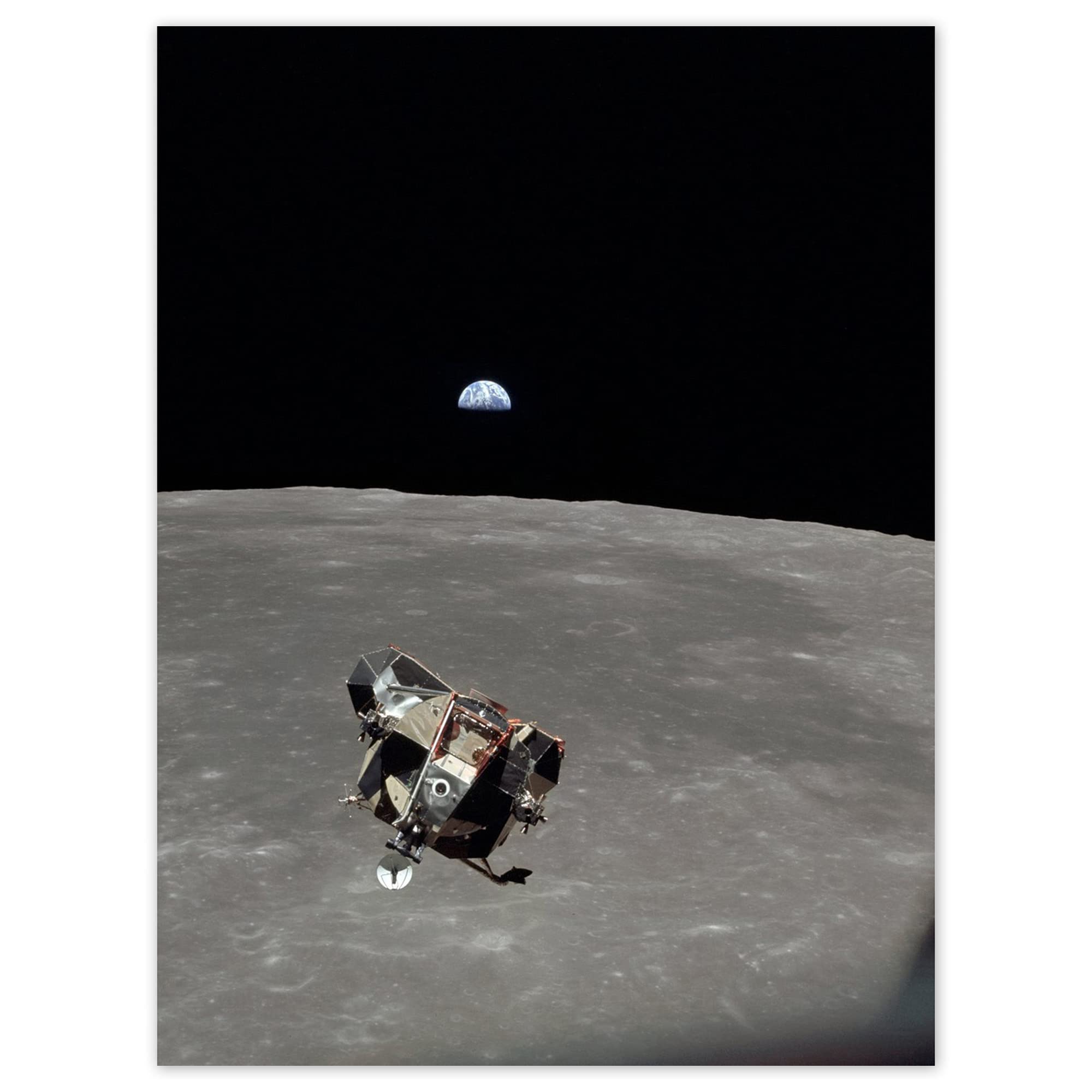 Doppelganger33 LTD NASA Apollo 11 Mission Image View of Moon Limb Lunar Module Ascent Earth Photo Unframed Wall Art Print Poster Home Decor Premium