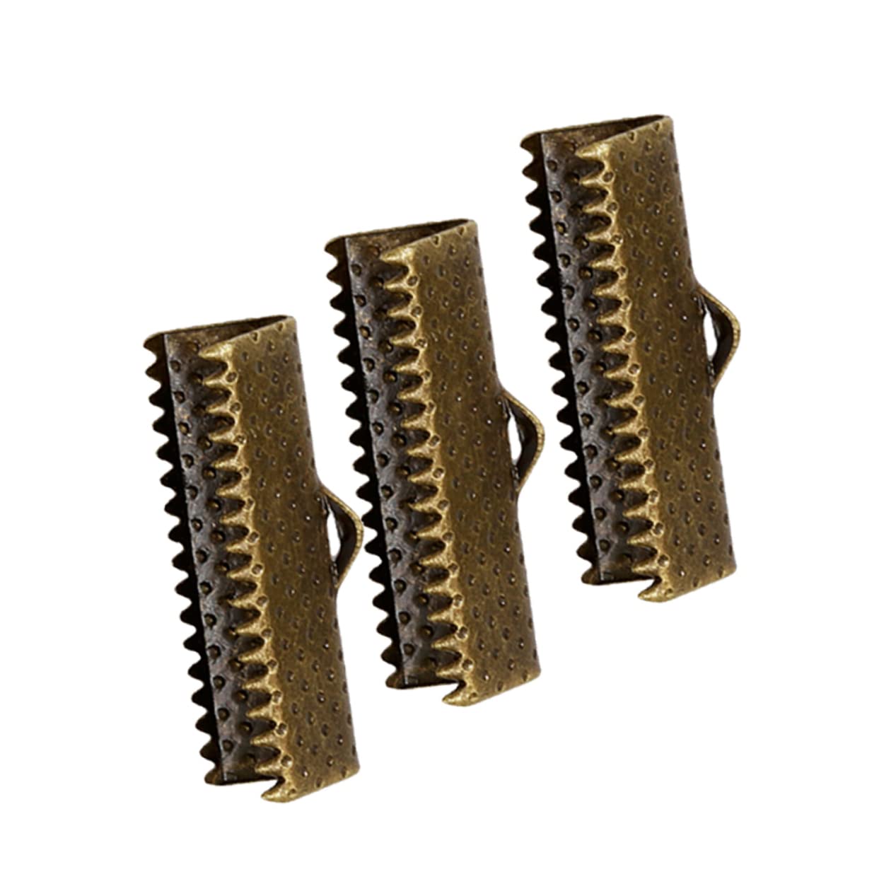 ULDIGI 100pcs Metal Clip Fasteners Plated Ribbon Ends Jewelry Crimps Clamp End Findings for DIY Craft Jewelry Making Random