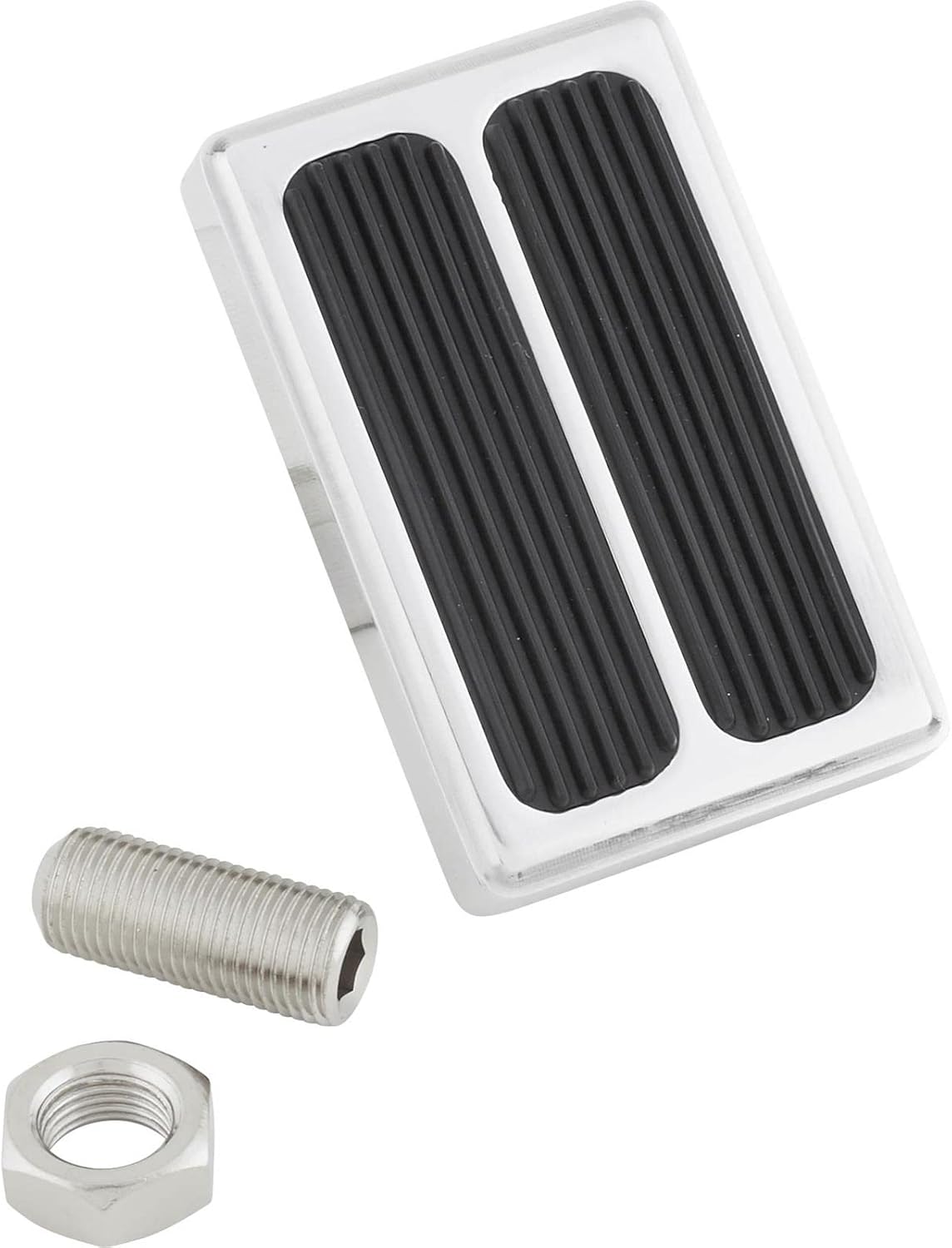 Speedway Motors Polished Aluminum Throttle/Brake/Dimmer Pedal Kit - Small Universal Street Rod Pedal Kit Includes Polished Gas Pedal, Brake Pedal Pad & Dimmer Switch Pad