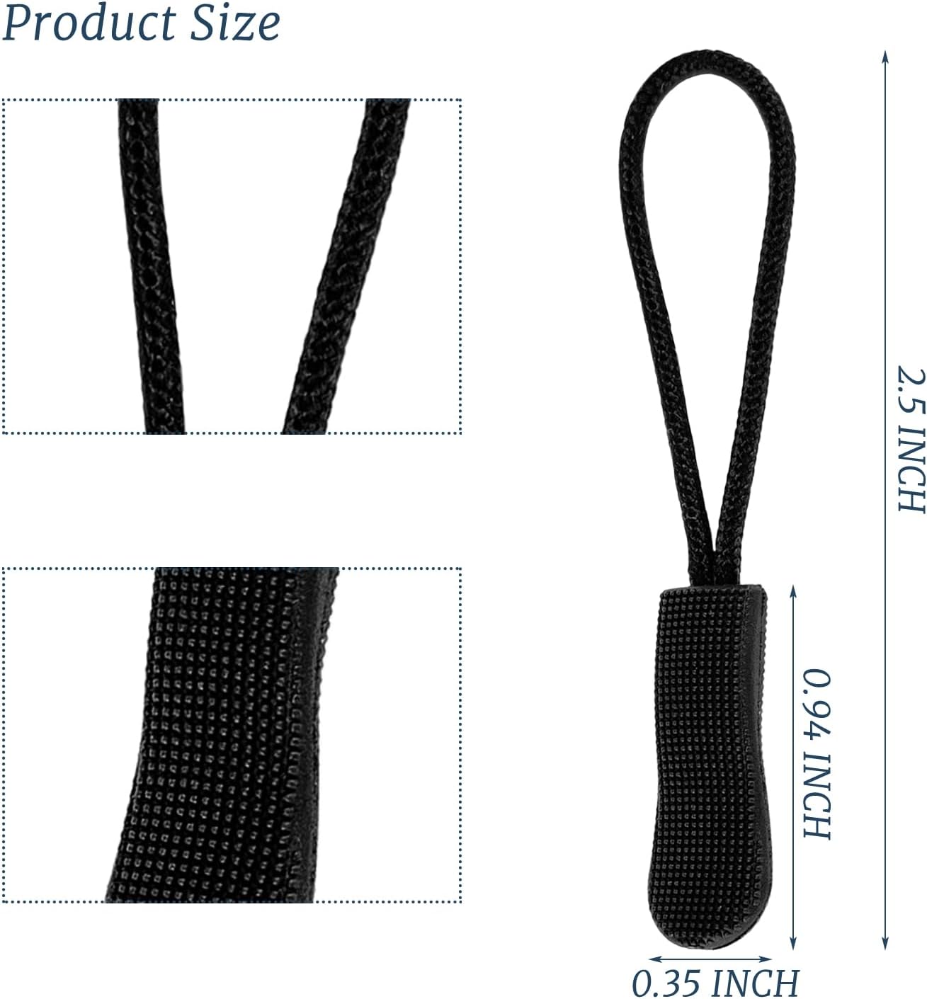 10PCS Black Zipper Pull Replacement Set, Zipper Head Replacement for Backpacks, Luggage, Jackets, Wallets, Suitable for Sewing Fasteners and DIY Projects