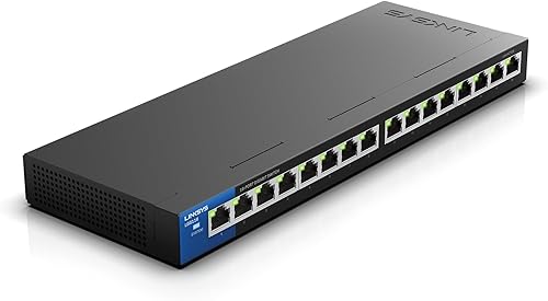 Interruptor Linksys de 8 puertos Desktop Gigabit PoE+ con alimentación a través de Ethernet (LGS108P), NegroAzul