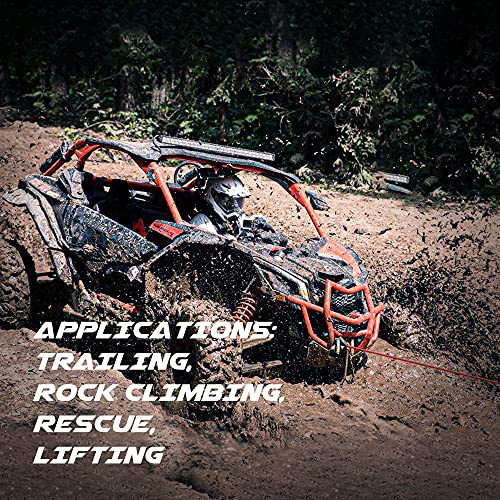 Xpv Sk75 1/4" X 49‘ Dyneema Synthetic Winch Rope Cable With Black Protecting Sleeve For Suv Atv Utv Vehicle Boat Car （10000Lbs）(Black) #TOP5