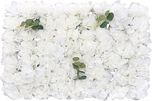 Vista 203 de 20 paneles de pared de flores artificiales, decoración de pared de 24 x 16 pulgadas, paneles decorativos de flores de hortensias para el hogar, 20