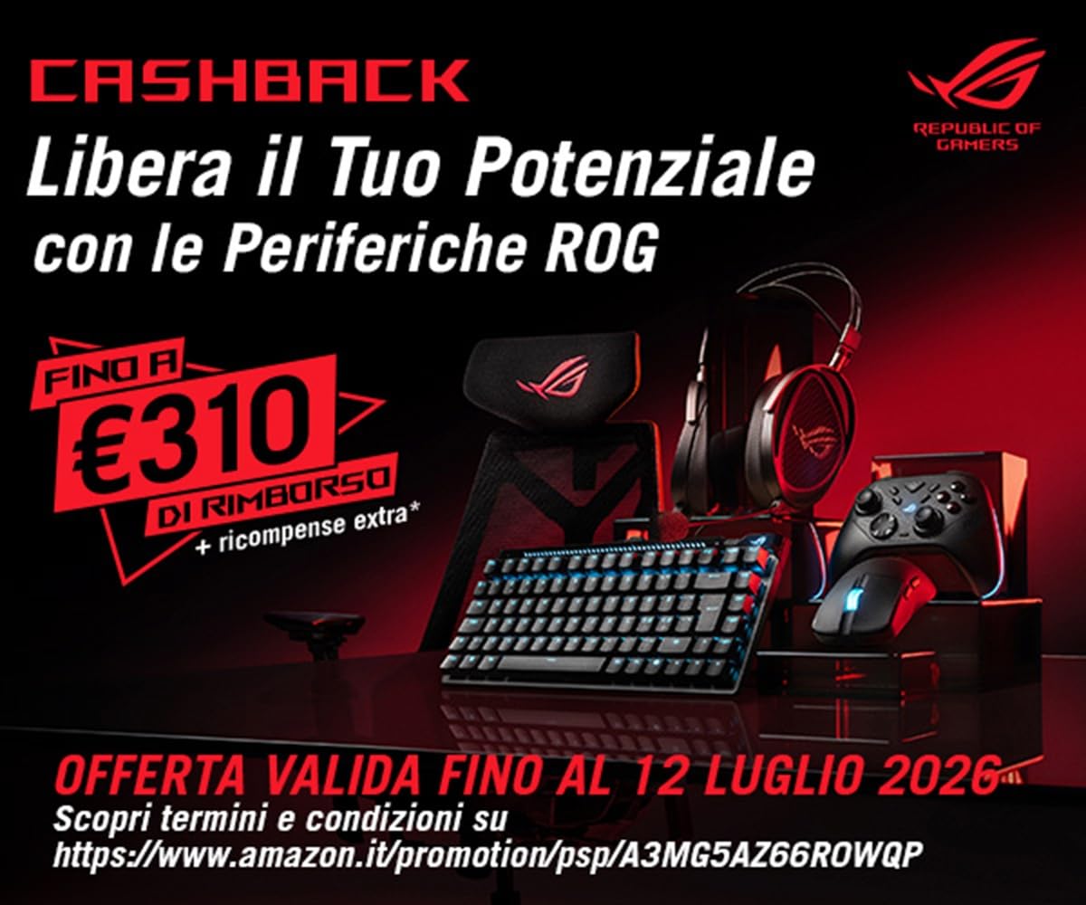 ASUS ROG Falchion Ace HFX, Tastiera Cablata Meccanica da Gaming, Illuminazione RGB, Switch Magnetici ROG HFX, Frequenza di Polling 8000 Hz, Doppia Porta Type-C, Tre Inclinazioni, Layout Italia, Nero