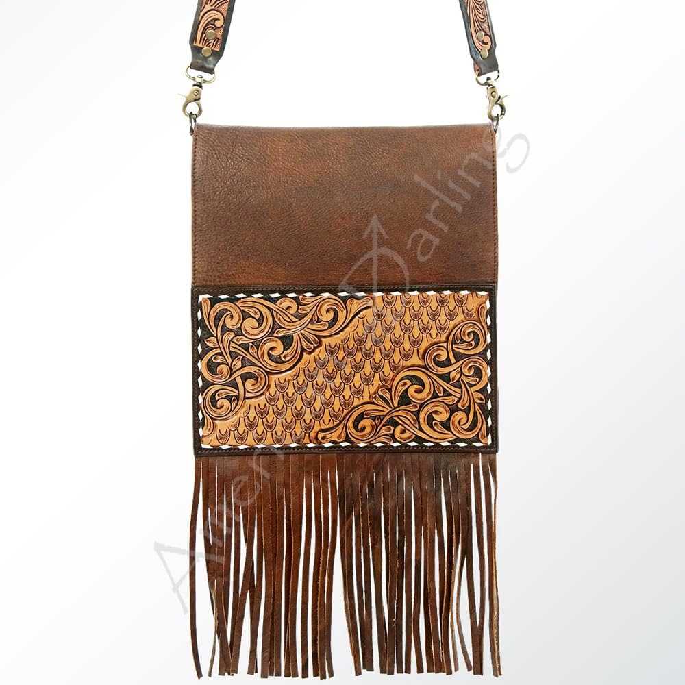 American Darling Messenger Hand Tooled Full Grain Genuine Leather Western Women Bag Handbag Purse | for Cute