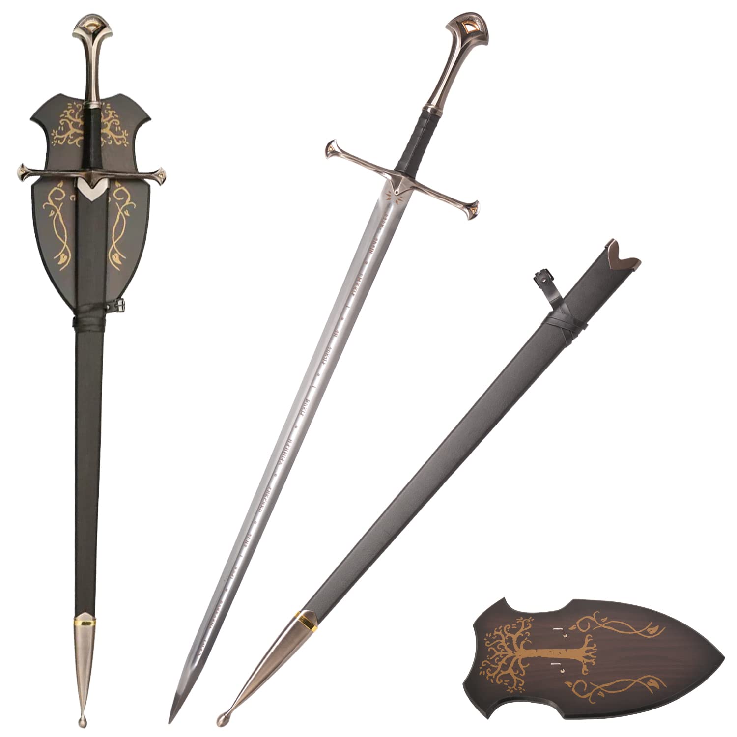 Photo 1 of **READ NOTES BELOW**Medieval Sword with Display Plaque,Narsil?Aragorn?Ringwraith?Nazgul Sword,Various Styles Available A-Narsil Sword