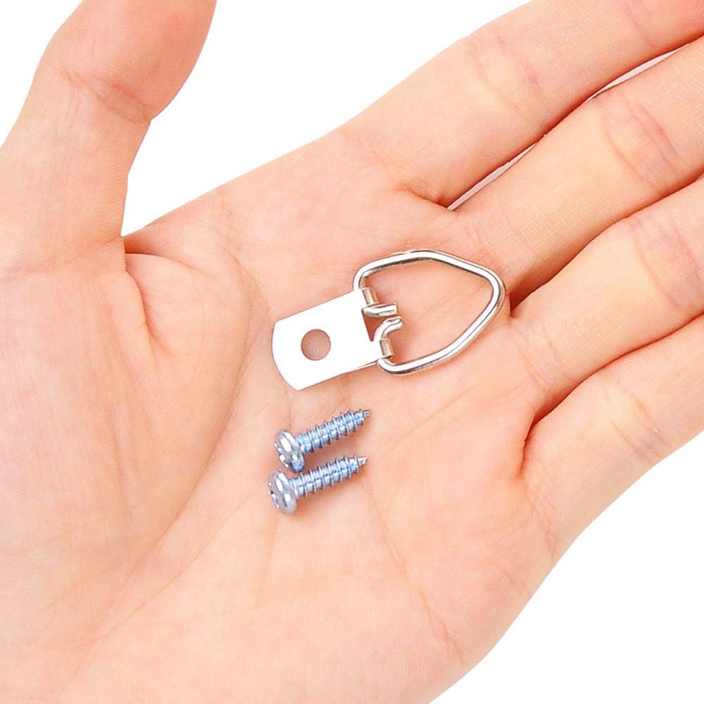 Picture Hanging Kit,50 Pack Heavy Duty D-Ring Non-Trace Picture Frame Hangers with 50 Pack Screws, 100 Feet Steel Picture Hanging Wire,Picture Hang Solutions,Supports up to 30 lbs
