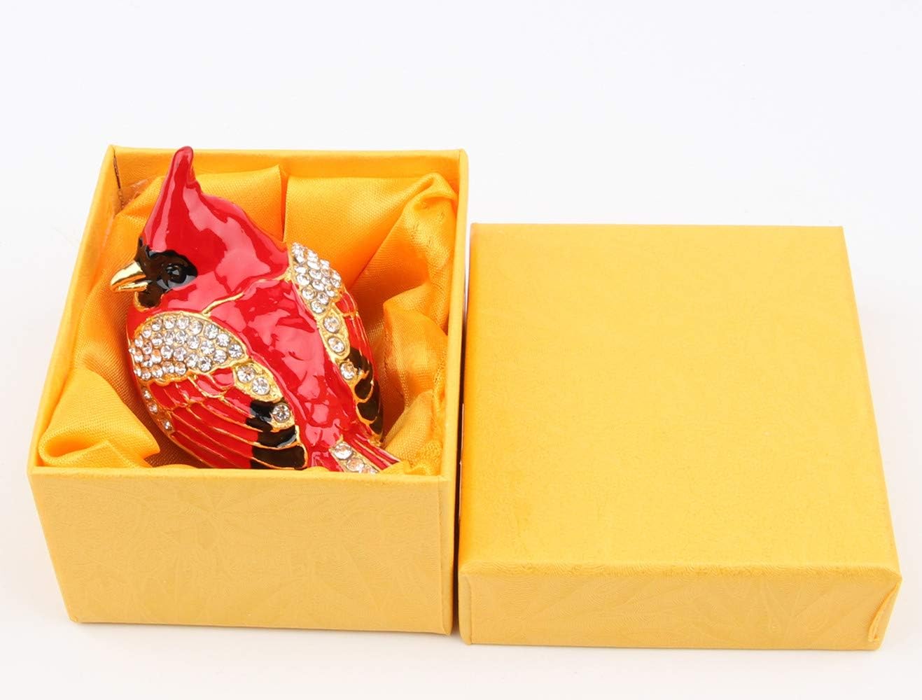 SEVENBEES Cardinal Bird Trinket Box Metal Enameled Animal Figurines Collectable Wedding Jewelry Ring Holder Organizer - Mothers Day Gifts - Image 5