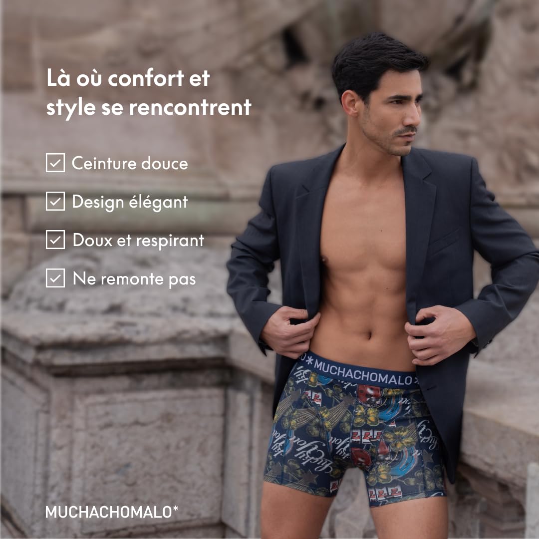 Muchachomalo Herren Boxershorts, Baumwoll Herrenunterwäsche, Multipack 3er Pack, Boxershorts mit Print, Klassische Passform, mit elastischem Bund